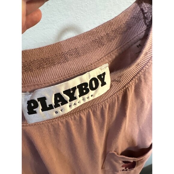 Playboy Bunny M Mauve Crewneck Short Sleeves T-Shirt - Picture 8 of 13